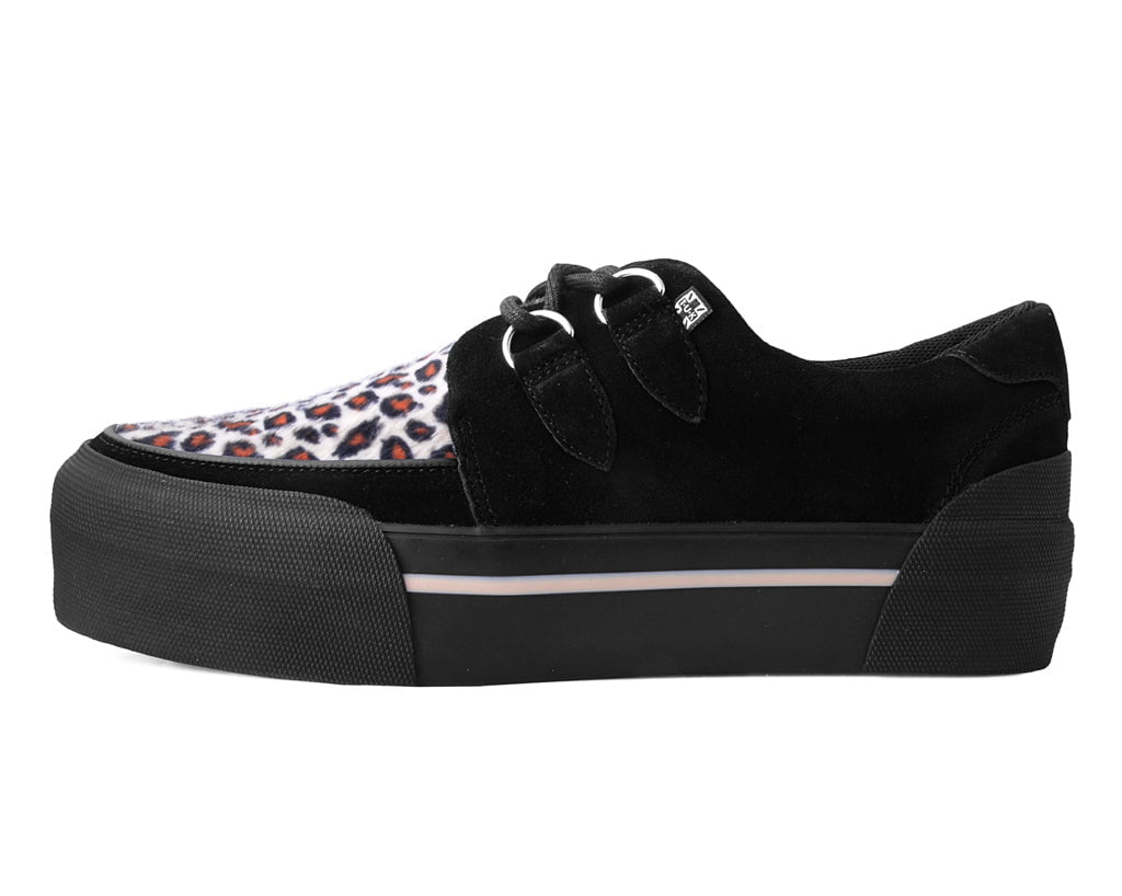 A3137 Black & Leopard Suede Platform Creeper Sneaker Leopard T.U.K. Shoes