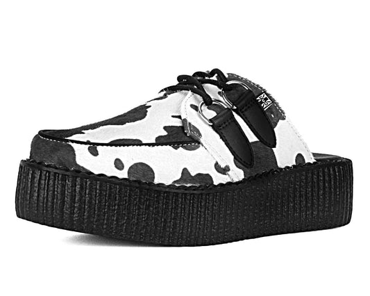 V3357L Cow Print Creeper Mule Black/White T.U.K. Shoes