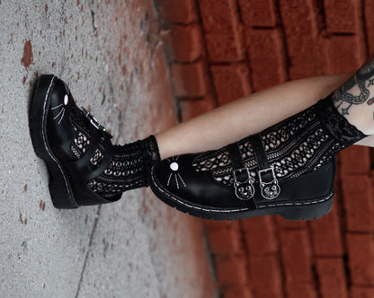 A3363L Black Leather 2-Buckle Kitty Mary Jane Black T.U.K. Shoes