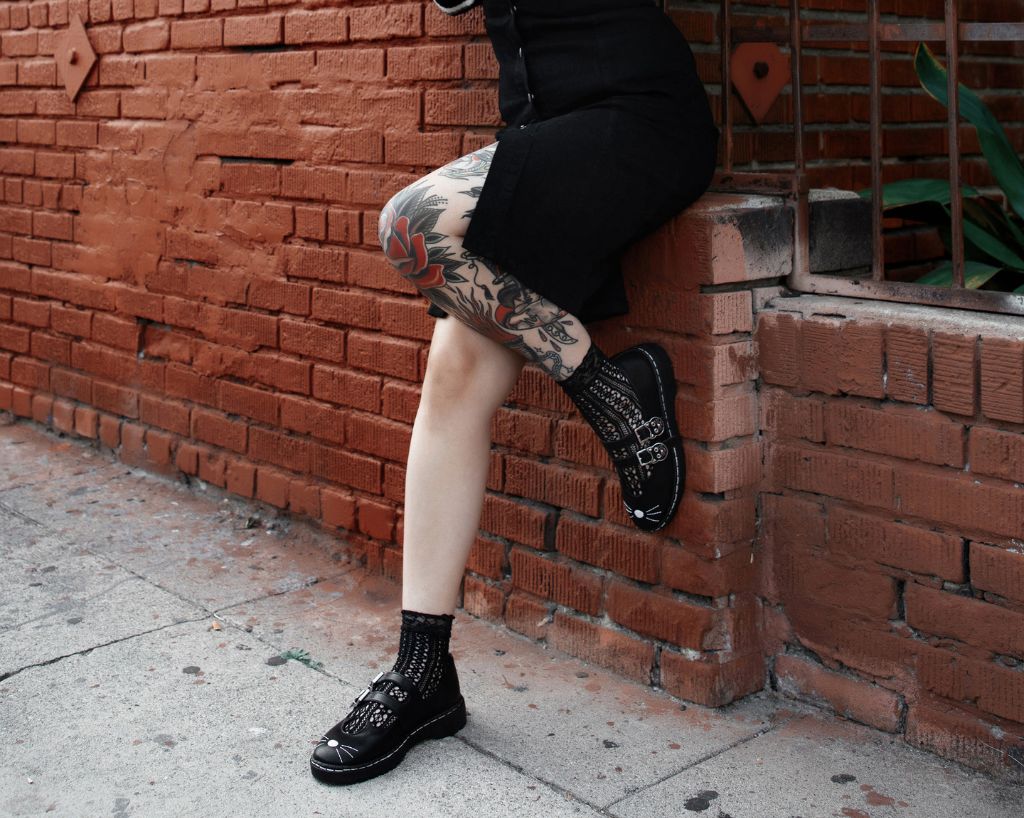 A3363L Black Leather 2-Buckle Kitty Mary Jane Black T.U.K. Shoes