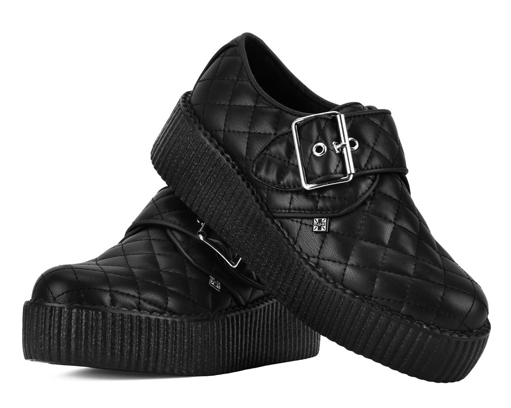 V3301 Black TUKskin Quilted Buckle Viva Mondo Creeper Black T.U.K. Shoes