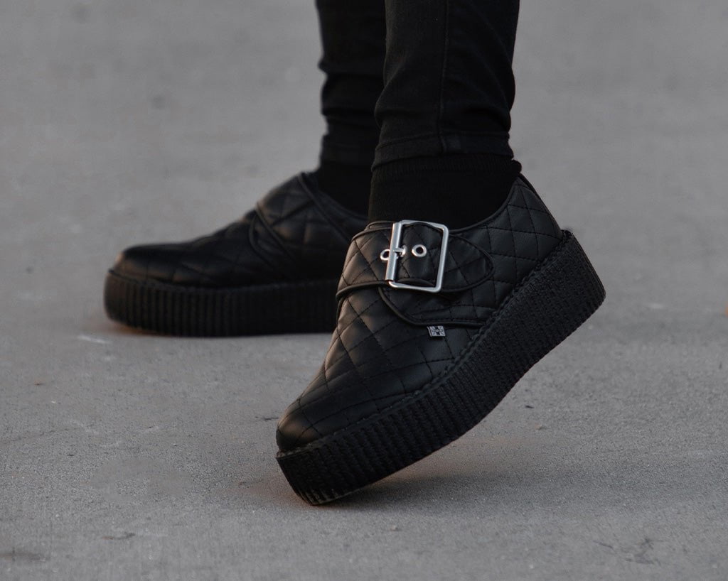 V3301 Black TUKskin Quilted Buckle Viva Mondo Creeper Black T.U.K. Shoes