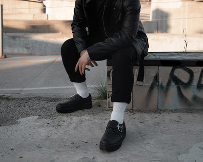 V3301 Black TUKskin Quilted Buckle Viva Mondo Creeper Black T.U.K. Shoes