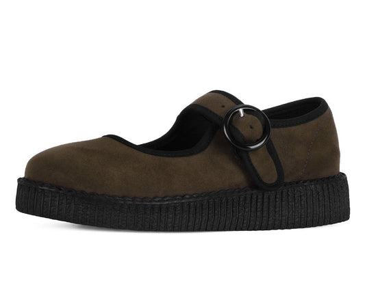 F3426L Brown Faux Suede Viva Low Mary Jane Brown T.U.K. Shoes