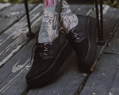 V3164 Black Lace Viva Mondo Creeper Black T.U.K. Shoes
