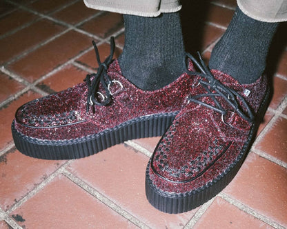 V3234 Burgundy Glitter Viva Mondo Creeper Burgundy T.U.K. Shoes