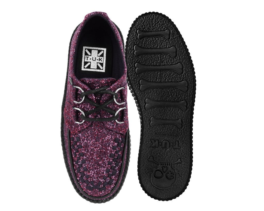 V3234 Burgundy Glitter Viva Mondo Creeper Burgundy T.U.K. Shoes