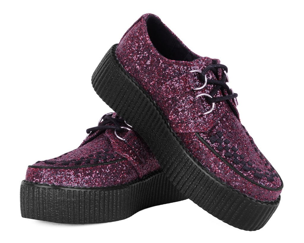 V3234 Burgundy Glitter Viva Mondo Creeper Burgundy T.U.K. Shoes