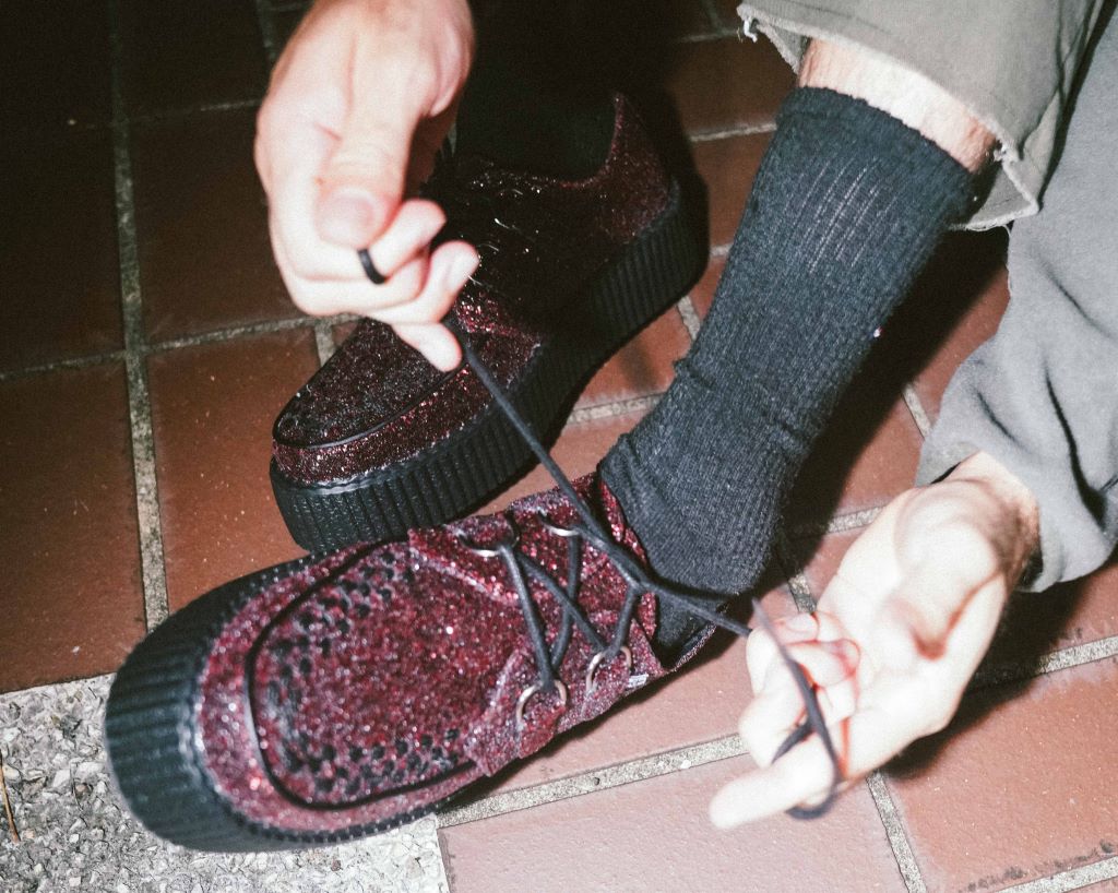 V3234 Burgundy Glitter Viva Mondo Creeper Burgundy T.U.K. Shoes