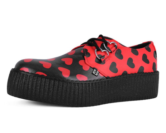 V3258 Black & Red Hearts Viva Mondo Creeper Black/Red T.U.K. Shoes