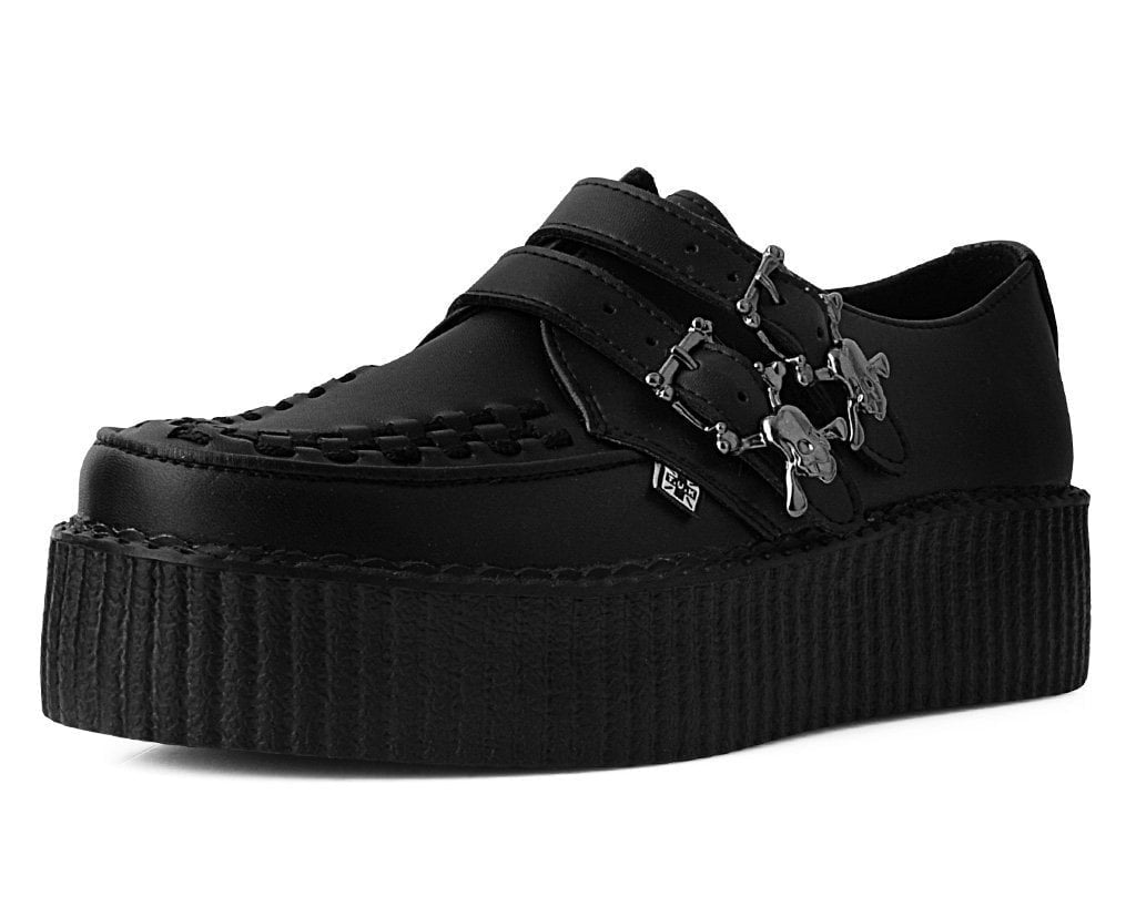 V9743 Black TUKskin™ 2-Buckle Skull Creeper  T.U.K. Shoes