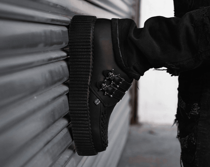 V9743 Black TUKskin™ 2-Buckle Skull Creeper  T.U.K. Shoes