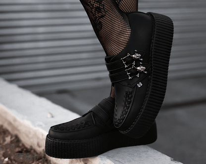 V9743 Black TUKskin™ 2-Buckle Skull Creeper  T.U.K. Shoes