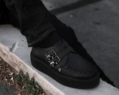 V9743 Black TUKskin™ 2-Buckle Skull Creeper  T.U.K. Shoes