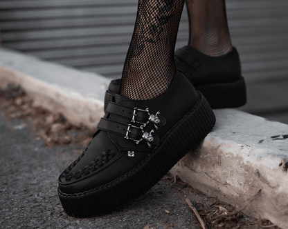 V9743 Black TUKskin™ 2-Buckle Skull Creeper  T.U.K. Shoes
