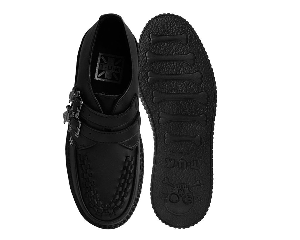 V9743 Black TUKskin™ 2-Buckle Skull Creeper  T.U.K. Shoes
