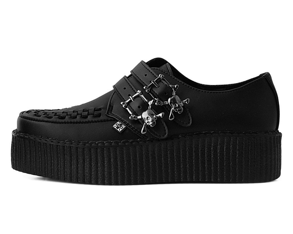 V9743 Black TUKskin™ 2-Buckle Skull Creeper  T.U.K. Shoes