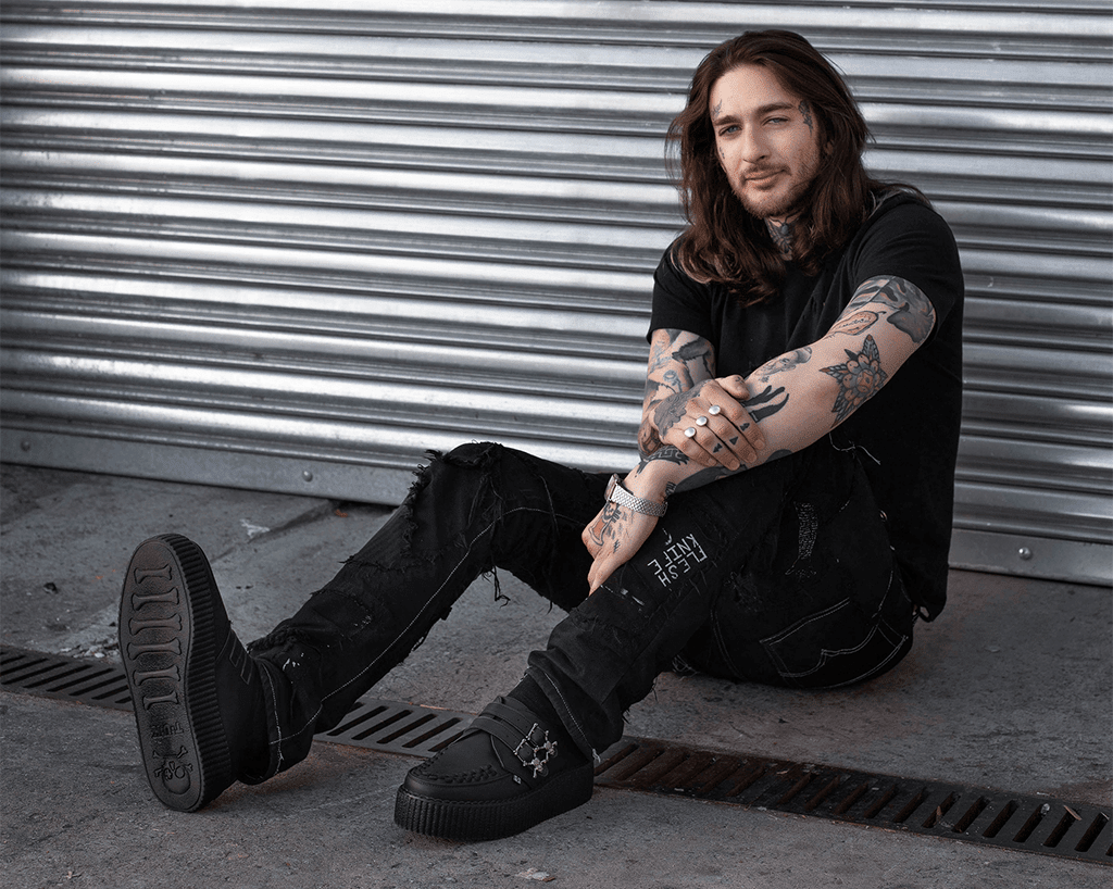 V9743 Black TUKskin™ 2-Buckle Skull Creeper  T.U.K. Shoes