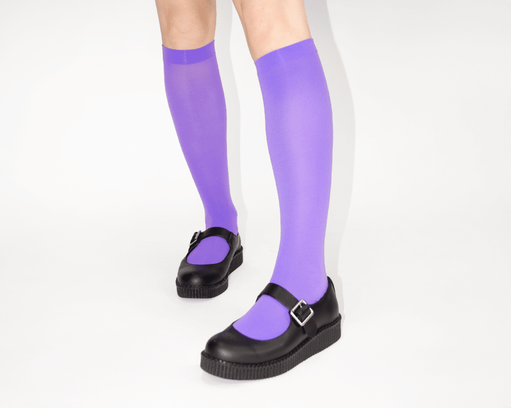 TSK1166 Purple Knee-High Nylon Mesh Sock TSK1166-OS  T.U.K. Shoes