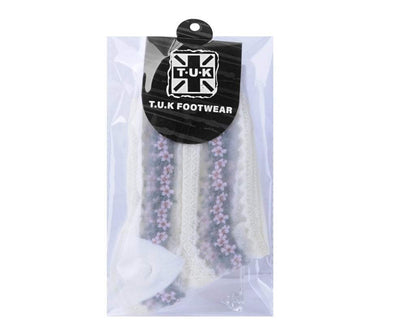 TSK1078 White Stripe Floral Sheer Sock TSK1078-OS  T.U.K. Shoes
