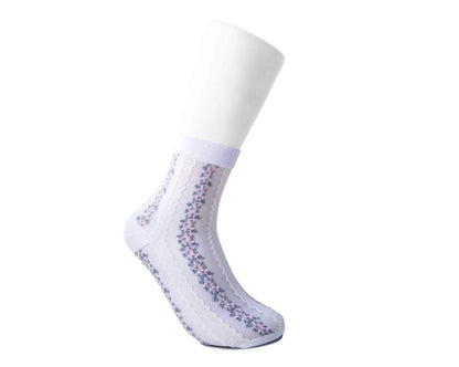 TSK1078 White Stripe Floral Sheer Sock TSK1078-OS  T.U.K. Shoes