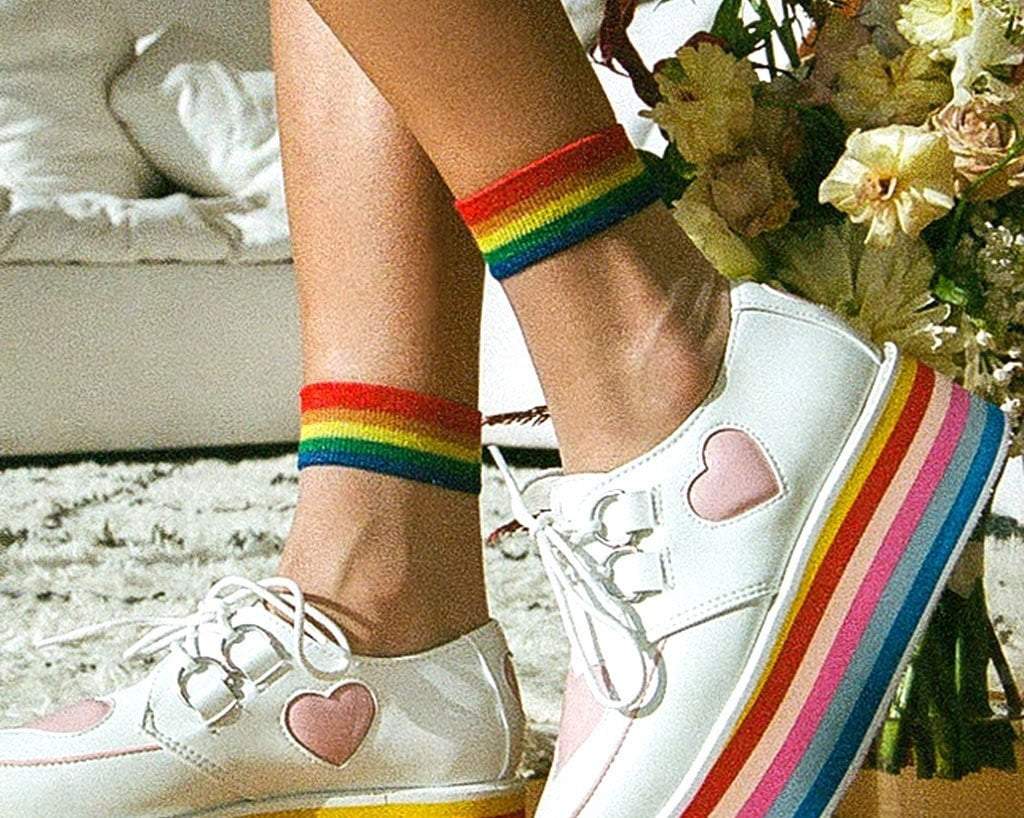 TSK1041 White Sheer Rainbow Sock TSK1041-OS  T.U.K. Shoes