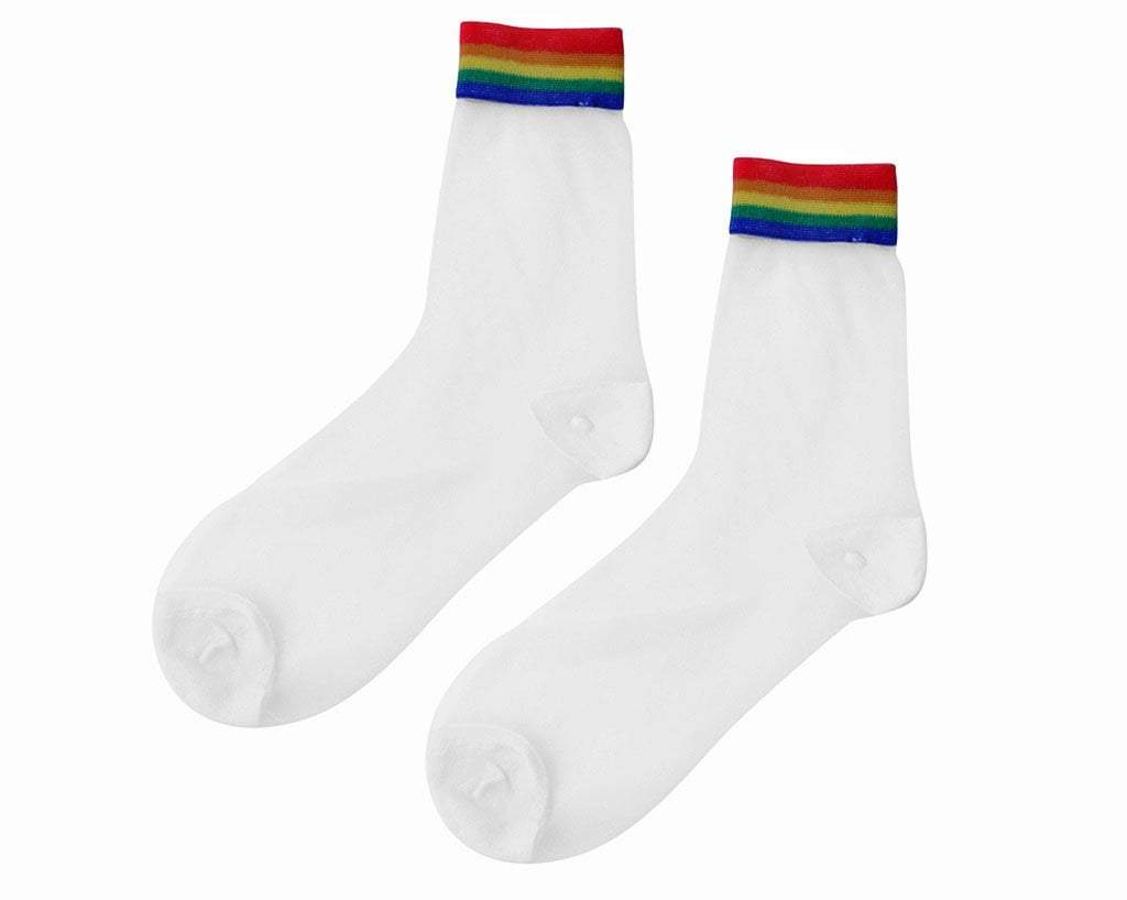 TSK1041 White Sheer Rainbow Sock TSK1041-OS  T.U.K. Shoes