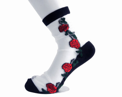 TSK1001 Red Rose Sheer Sock TSK1001-OS  T.U.K. Shoes