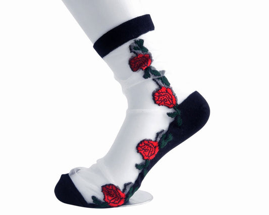 TSK1001 Red Rose Sheer Sock TSK1001-OS  T.U.K. Shoes
