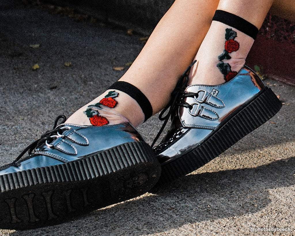 TSK1001 Red Rose Sheer Sock TSK1001-OS  T.U.K. Shoes