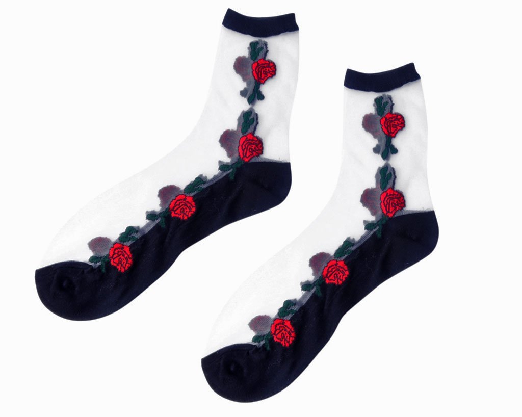 TSK1001 Red Rose Sheer Sock TSK1001-OS  T.U.K. Shoes