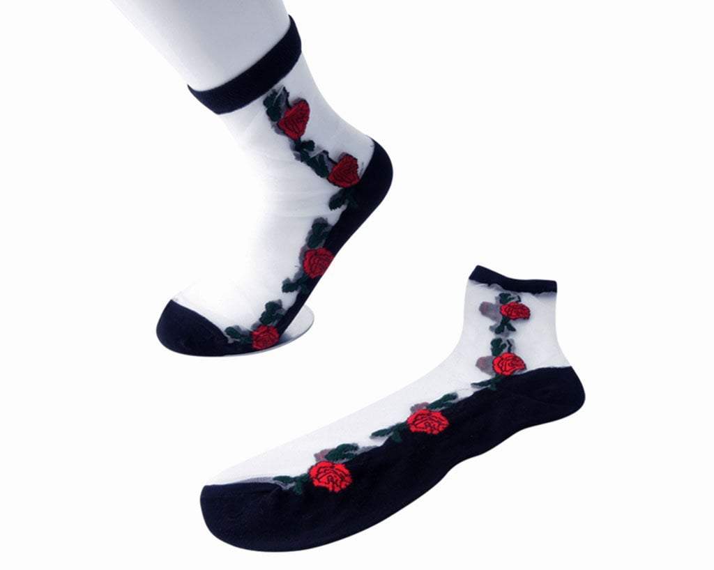 TSK1001 Red Rose Sheer Sock TSK1001-OS  T.U.K. Shoes