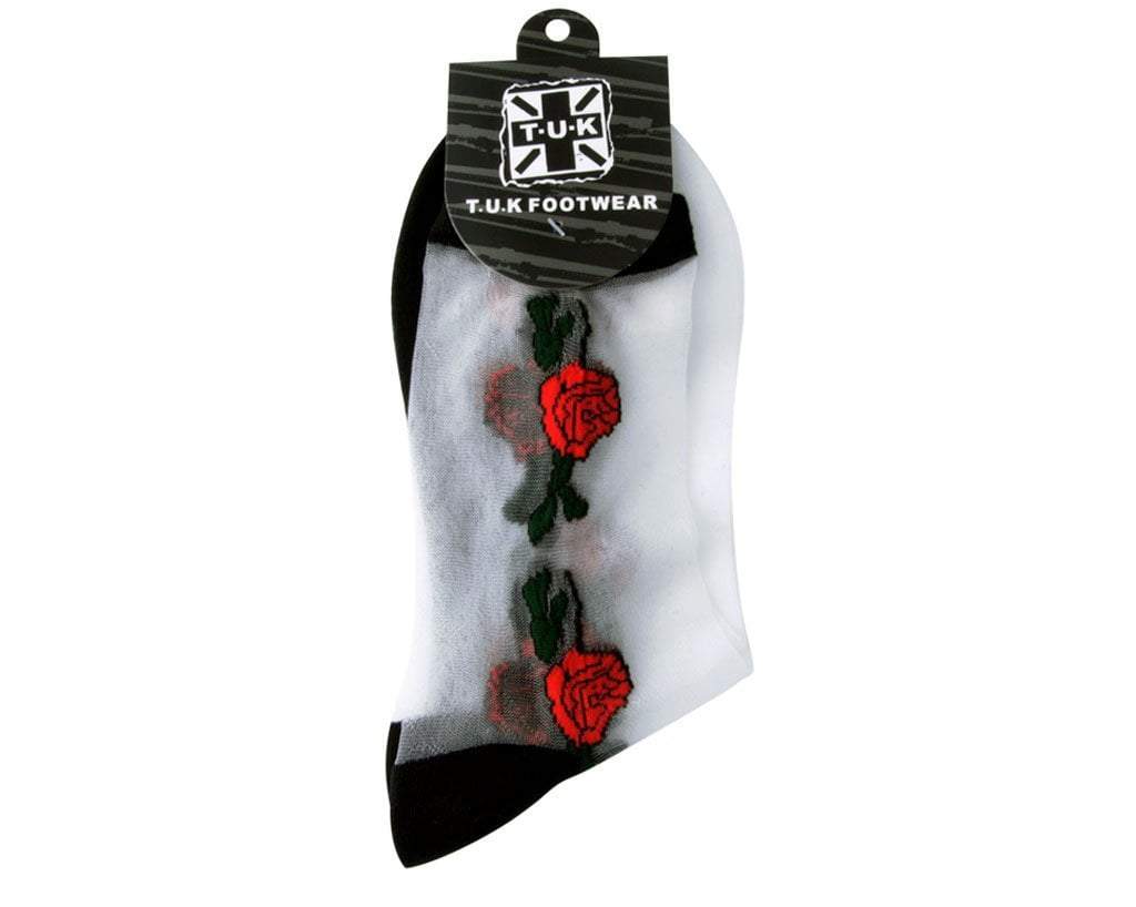 TSK1001 Red Rose Sheer Sock TSK1001-OS  T.U.K. Shoes