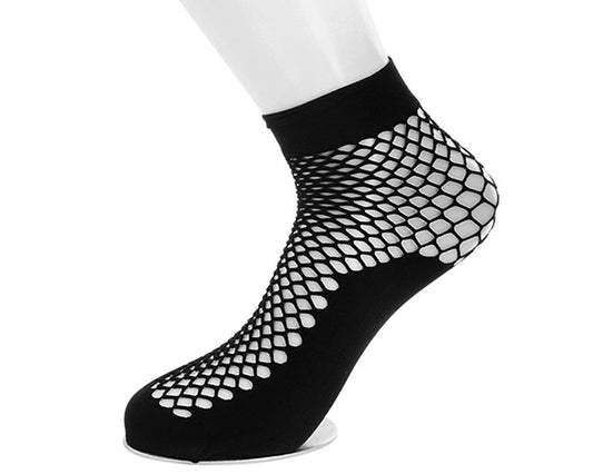 TSK1039 Black Fishnet Footie Crew Sock TSK1039-OS  T.U.K. Shoes