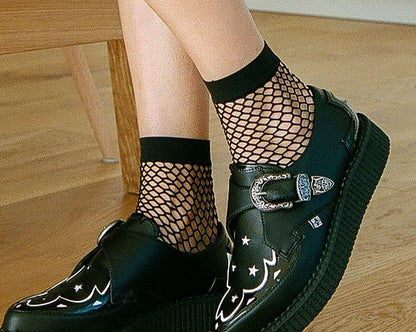 TSK1039 Black Fishnet Footie Crew Sock TSK1039-OS  T.U.K. Shoes