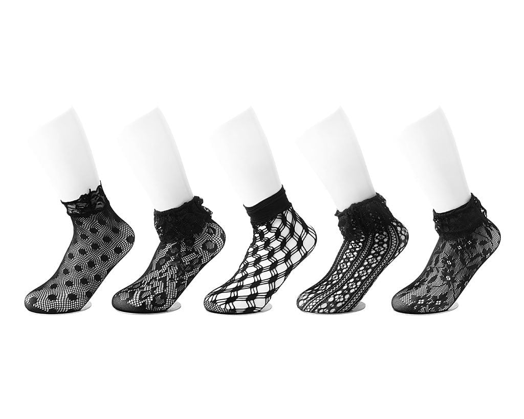 TSK1123 Black Assorted Fishnet 5-Pk Sock TSK1123-OS  T.U.K. Shoes