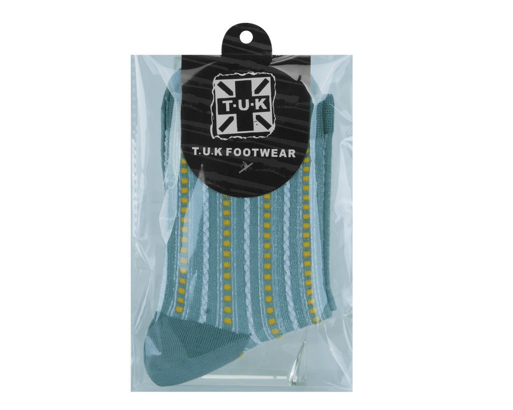 TSK1185 Teal Striped Polka Dot Socks TSK1185-OS  T.U.K. Shoes