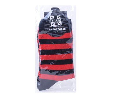 TSK1121 Red & Black Stripe T.U.K Men's Sock TSK1121-OS  T.U.K. Shoes