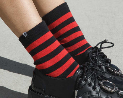 TSK1120 Red & Black Stripe T.U.K Women's Sock TSK1120-OS  T.U.K. Shoes