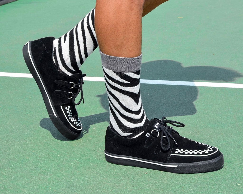 TSK1091 Grey Stripe Zebra Crew Sock TSK1091-OS  T.U.K. Shoes