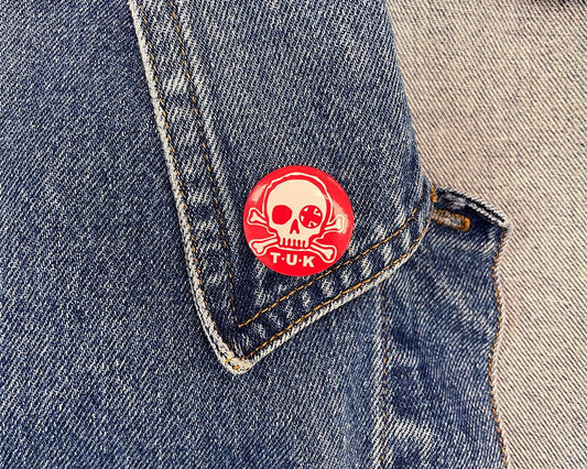 P0066 Red & White Skull Logo Pin P0066-OS  T.U.K. Shoes