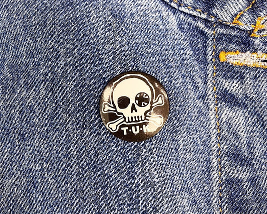 P0034 Black & White Skull Logo Pin P0034-OS  T.U.K. Shoes