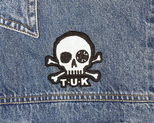 P0078 Black & White Skull Embroidered Patch P0078-OS  T.U.K. Shoes