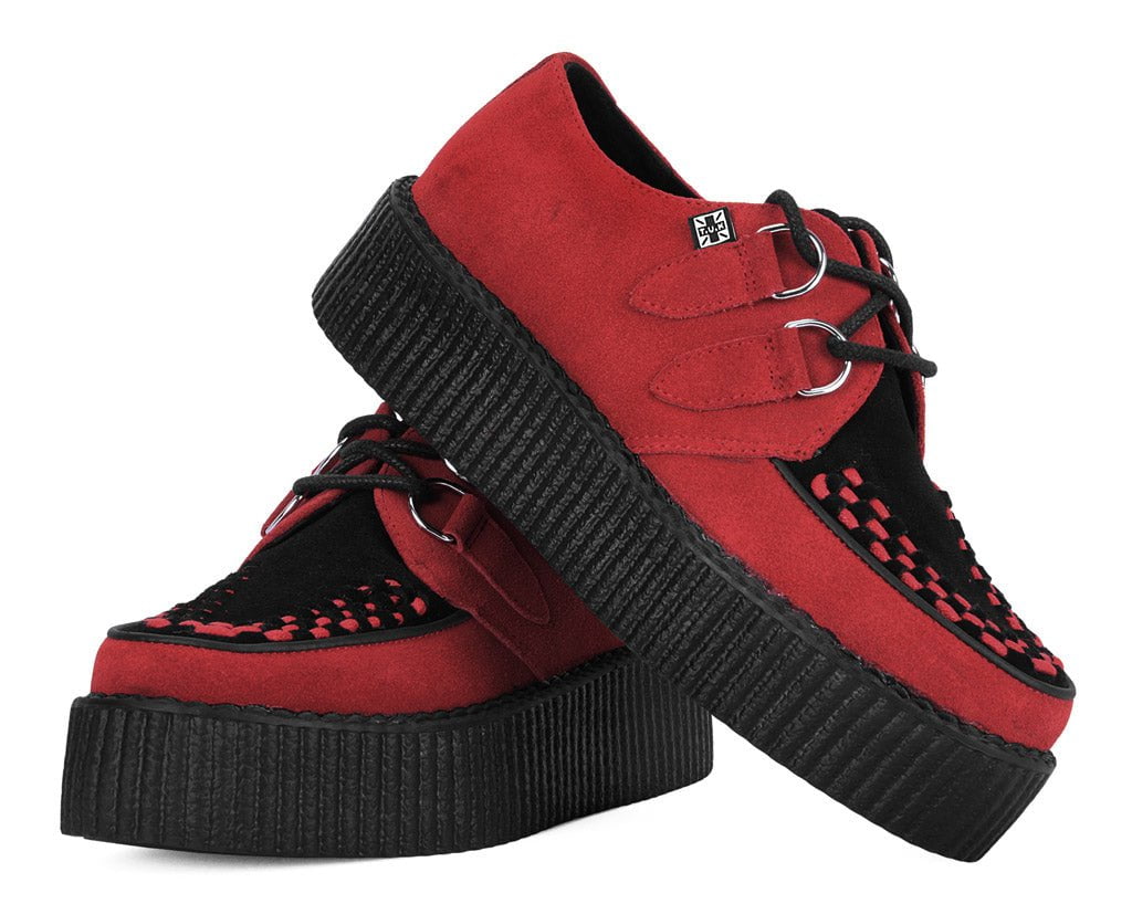 V3340 Red & Black Suede Viva Mondo Creeper Black/Red T.U.K. Shoes