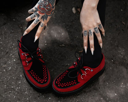 V3340 Red & Black Suede Viva Mondo Creeper Black/Red T.U.K. Shoes
