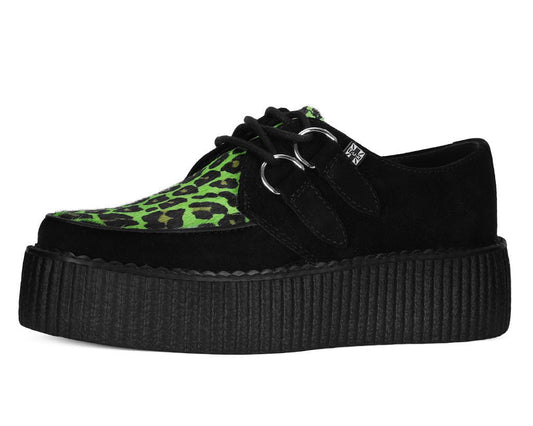 V3412 Black & Green Leopard Suede Mondo Creeper Blackgreen T.U.K. Shoes