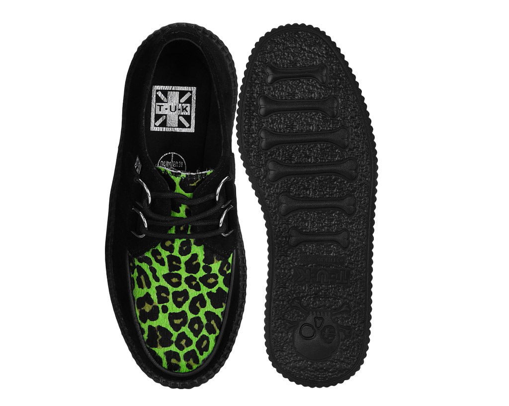 V3412 Black & Green Leopard Suede Mondo Creeper Blackgreen T.U.K. Shoes