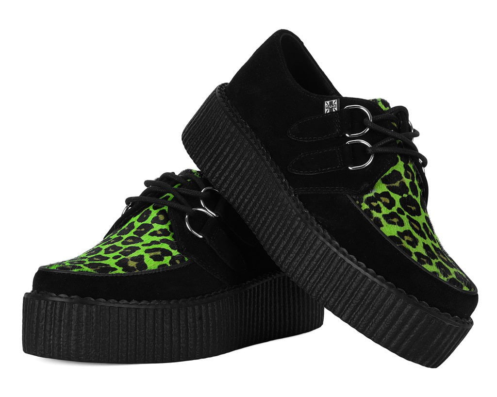 V3412 Black & Green Leopard Suede Mondo Creeper Blackgreen T.U.K. Shoes