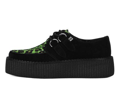V3412 Black & Green Leopard Suede Mondo Creeper Blackgreen T.U.K. Shoes