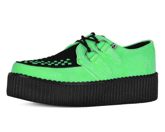 V3389 Neon Green & Black Suede Viva Mondo Creeper Green/Black T.U.K. Shoes